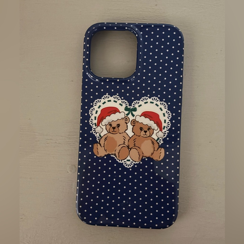 Velvet Caviar Blue Polka Dot Teddy Bear Phone Case